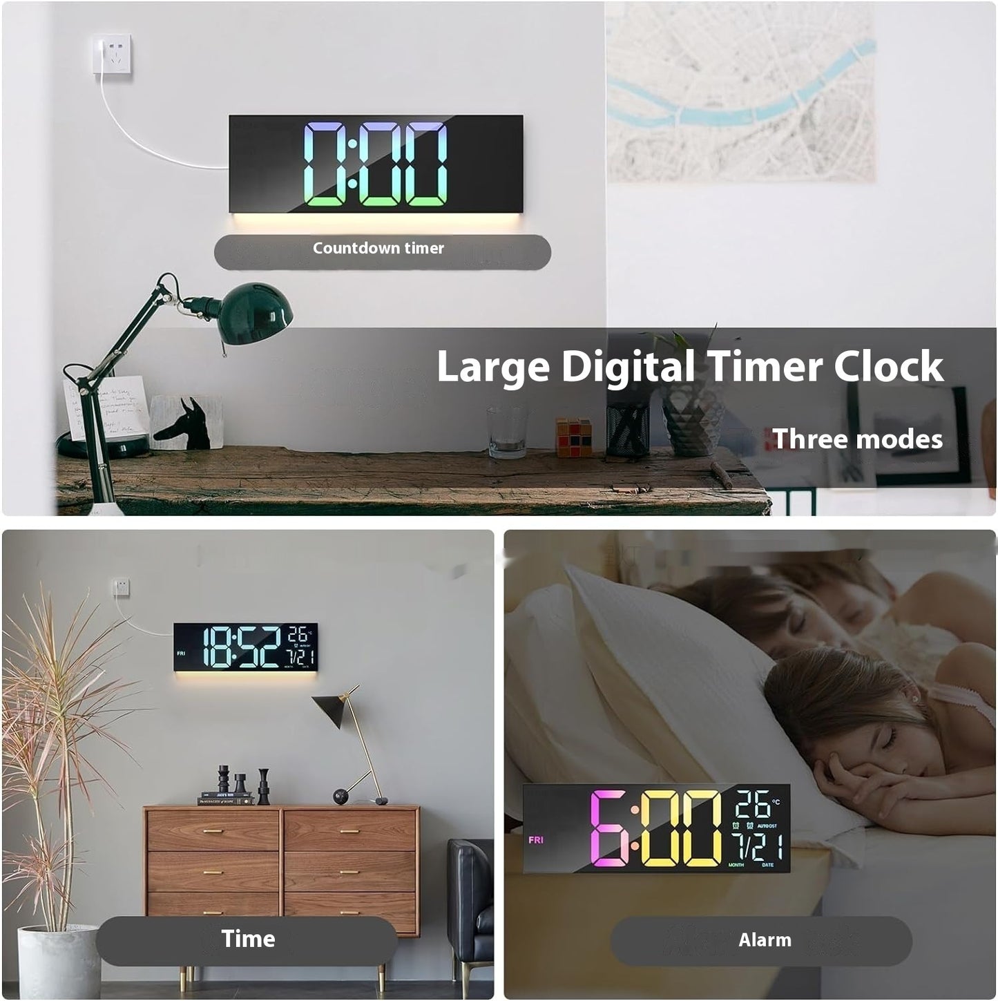 Large LED Digital Wall Clock